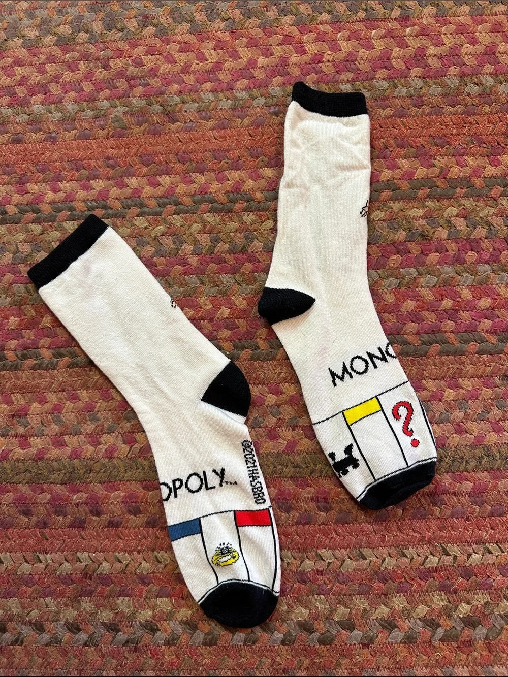 Monopoly Mr. Monopoly Crew Socks - White with Black Accents